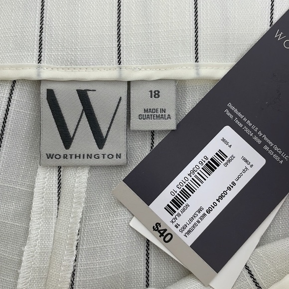 Worthington Shorts NWT Pleated Flare Ivory Black Stripes Size 18 - Picture 8 of 12